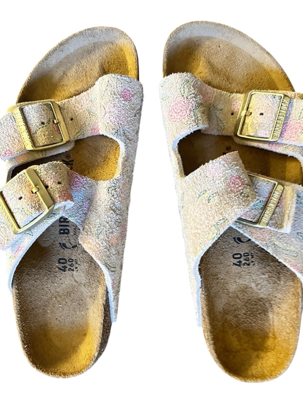 BIRKENSTOCK ARIZONA SUEDE LEATHER FLOWER PRINT NEW SIZE 40 EU - Picture 5 of 6